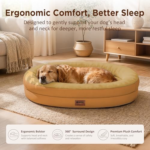 Waterproof Orthopedic Dog Bed for Extra Large Dogs, Orange