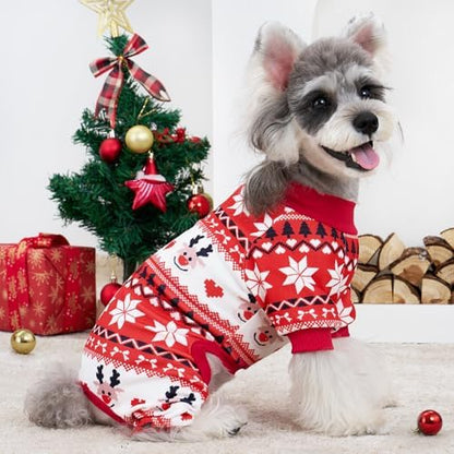 XPUDAC 4 Pack Christmas Dog Pajamas for Small Medium Dogs Pet Clothes 2XL
