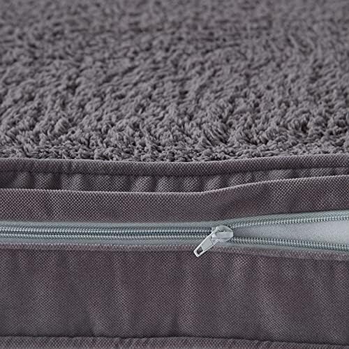 Happy Hounds Oscar Rectangle Orthopedic Foam Sherpa Dog Bed, Small (36 x 24 in.), Pewter
