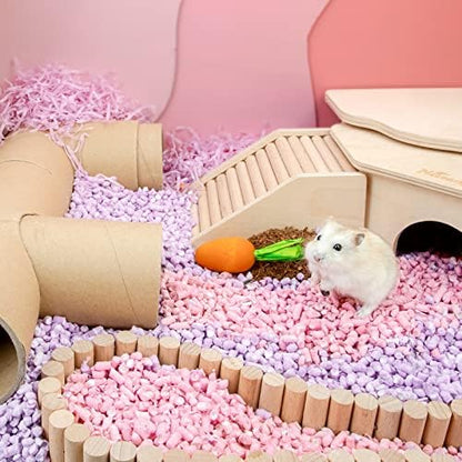 Niteangel Hamster Chew & Decor Toys: Pack of 6 Carrot-Shape & Beech Wood