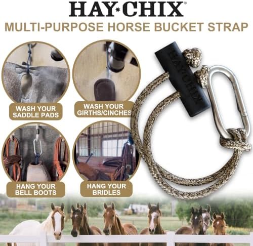 hay chix 14-Inch Horse Bucket Strap | Adjustable Stall Hanger, R. Gold