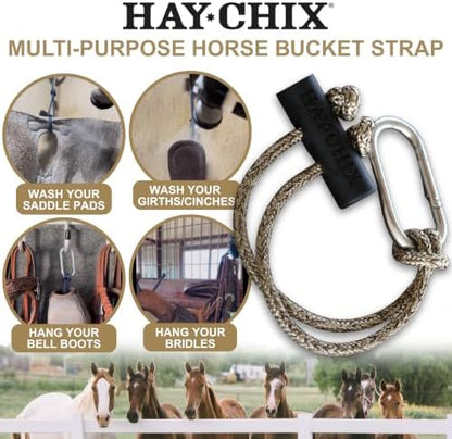 hay chix 14-Inch Horse Bucket Strap | Adjustable Stall Hanger, R. Gold
