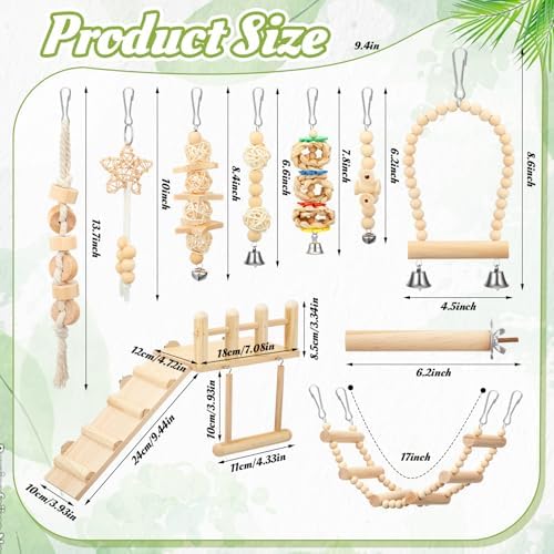 10 Pcs Bird Toys for Parakeets Cage Accessories Parrot Swing Toys