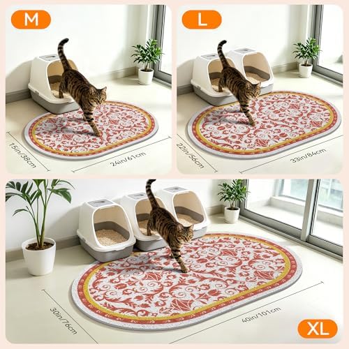 Cat Litter Mat, 24"x15" High Density PVC Litter Rug Trapping Mat, Non-Slip, Waterproof & Urine-Proof Kitty Litters Catcher Mats, Keep Floor Clean, Soft on Kitten Paws, Cat Essentials Brown