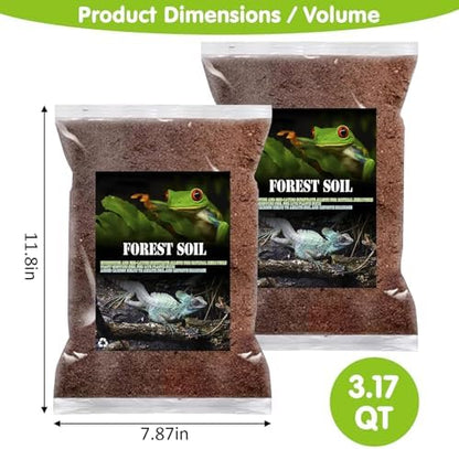 VCEPJH Reptile Soil Substrate Burrowing Tortoise Bedding for Habitat Bearded Dragon Enclosure Topsoil Terrarium Substrate for Snake Tarantula Gecko Lizard Spidey Frog Hermit Crab (3 L)