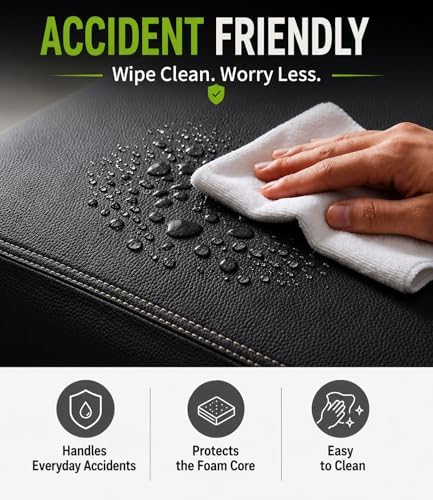 Waterproof Dog Bed Hair-Resistant, Removable Vegan Leather Cover, Pee Proof Black Vinyl Pad, Easy to Clean Pet Pad