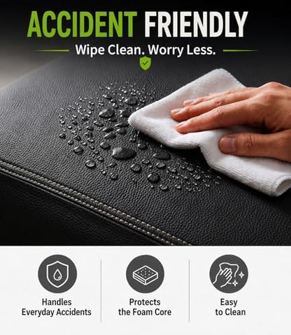 Waterproof Dog Bed Hair-Resistant, Removable Vegan Leather Cover, Pee Proof Black Vinyl Pad, Easy to Clean Pet Pad