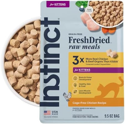 Instinct Kitten Freeze Dried Raw Meals, Dry Cat Food, Chicken, 9.5 oz. Bag