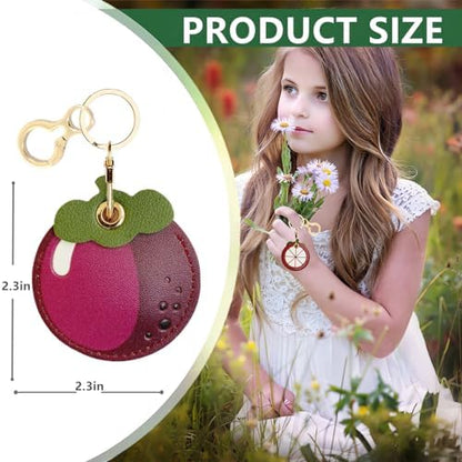 BORKUANA PU Leather Keychain Holder Protective Case Compatible with AirTag