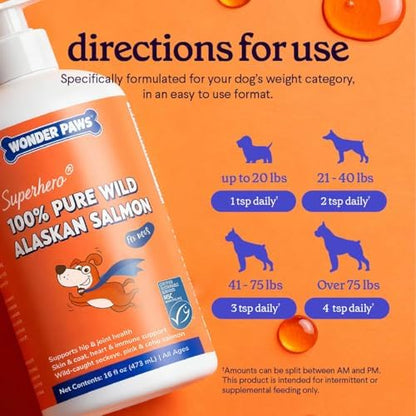 Premium Wild Alaskan Salmon Oil for Dogs – MSC Certified Wild Alaskan Fish Oil for Skin & Coat, Hip & Joints, Allergies & Itchy Skin- Omega 3 Fish Oil for Dogs with Sockeye Salmon Oil (32oz)
