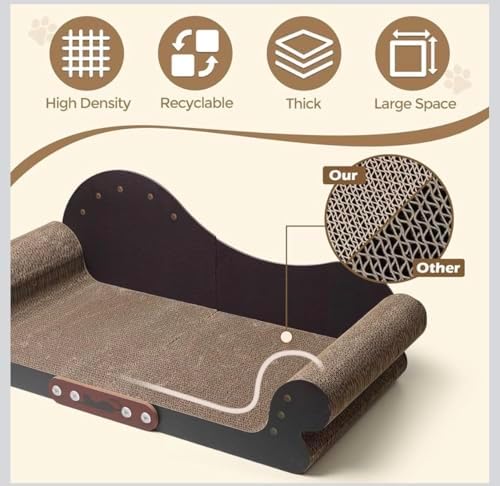 Cat Scratcher Sofa Bed, Corrugated Cardboard, High Density Thick Material, Large Space, Recyclable, Furniture Protector