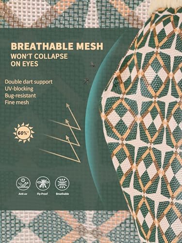 Tackmore Horse Fly Mask Without Ears, Breathable Structured Mesh for Horses, Soft Fleece Edging, UV Protection, Printed Turnout Mask for Pasture-Dark Green Print L