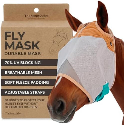 TSZ Arabian Horse Fly Mask Standard No Ears UV Block 70% Breathable Flymask