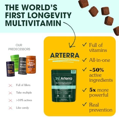 Arterra Longevity Multivitamin for Dogs, Vet-Formulated Soft Chews, 60 Ct