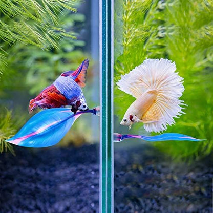 WILLBOND 2 Pcs Blue Silicone Betta Fish Bed Leaf Hammock Betta Fish Tank Accessories Decorations for Aquarium Ornaments, Practical Resting Spot, Comfortable and Safe