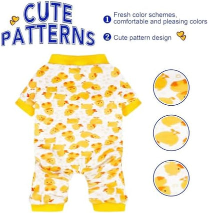 Paiaite Dog Pajamas Onesie: Comfortable Four-Legged Apparel for Small, Medium, & Large Dogs, Polyester Material for Comfort, Wrinkle Resistance, Moisture Wicking, Stretchiness Cartoon Duck 4XL