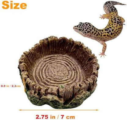 2 Pack Small Reptile Food Bowls, Reptile Feeding Terrarium Bowls for Bearded Dragon Lizard Frog Gecko Tortoise Hermit Crab Snail (Brown B)