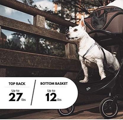 One for Pets 3-in-1 Luxury Pet Carrier, Booster Seat and Stroller for Small and Medium Size Dogs and Cats, No Assembly Required, Black (Chickadee)