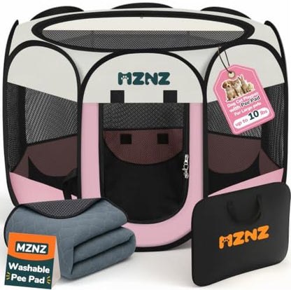 Dog Cat Small Animal Puppy Playpen Crate with Pee Pad, Small, Pink