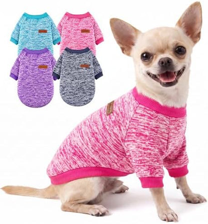 4 Pack Dog Sweater Fleece Warm Winter Coat for Small Medium Dogs