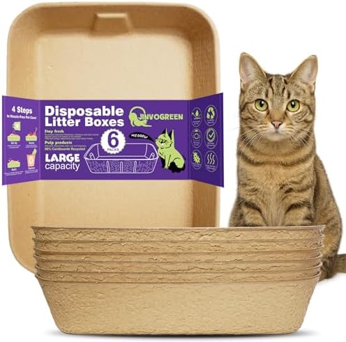 JINVOGREEN 8 Pack Disposable Litter Boxes for Kitty Cats
