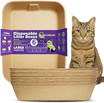 JINVOGREEN 8 Pack Disposable Litter Boxes for Kitty Cats