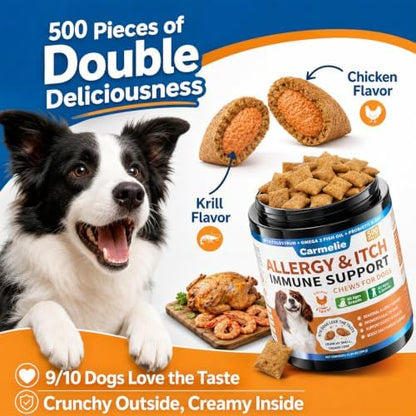 Carmelie Dog Allergy Chews 500, dogitch is Human Grade Itch Immune Support