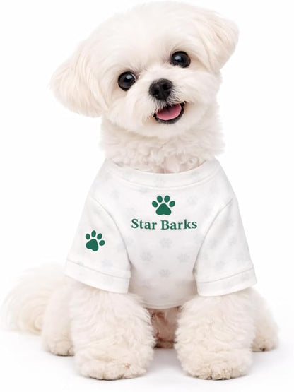 Luxury Designer Dog T Shirt – Trendy Puppy Clothes for Small Dogs, Fashion Pet Tee for French Bulldogs & Chihuahuas, Everything Chic Dog Apparel (StarbarksTee, Large)