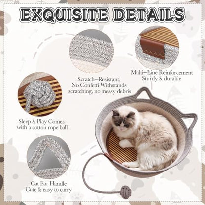 Novabright 2 Pack Woven Cat Baskets, 18.11 x 15.75 x 5.91 Inch, Grey