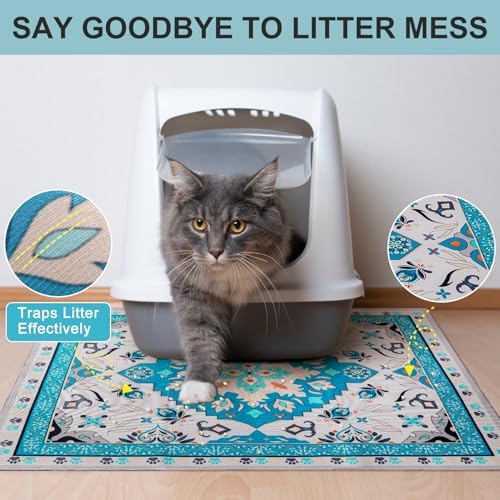 BEAUTYZOO Cat Litter Mat, 32" x 45" Large Litter Trapping Mat, Waterproof