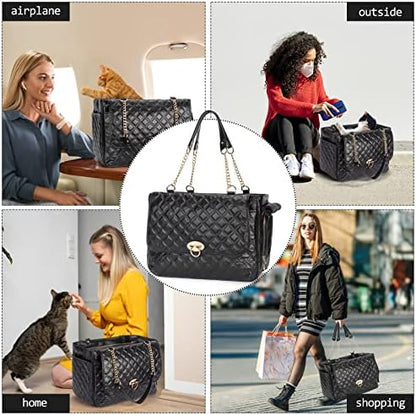 Fashion Pet Carrier Dogs Cat Small Animals Purse Bag, Leather Pet Carriers Dog Puppy Kitten Tote Travel Handbag TSA Airline-Approved