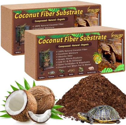 Legigo 2 Pack Coconut Fiber Substrate, Natural Coco Coir Reptile Bedding