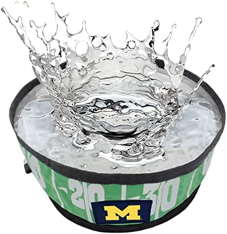 Pets First NCAA Michigan Wolverines Collapsible Dog Travel Bowl Set, 2 Pack Food & Water Bowls for Dogs, Best Portable & Lightweight Leak-Proof Dog Bowls for Travel