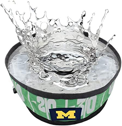 Pets First NCAA Michigan Wolverines Collapsible Dog Travel Bowl Set, 2 Pack Food & Water Bowls for Dogs, Best Portable & Lightweight Leak-Proof Dog Bowls for Travel