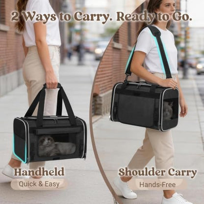 rabbitgoo Cat Carrier Soft with Rollable Flap, Travel Safe for Car Airline
