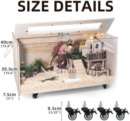 Pine Small Animals Houses&Habitats Chewproof, 32" Pine Guinea Pig Cage Hamster Cage for Small Animals (32" Medium, Roller)