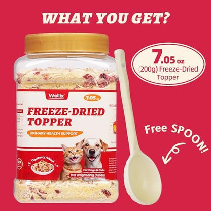 Wellix Freeze Dried Topper for Cats & Dogs, Cranberry Cat Treats, 7.05oz