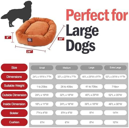 Majestic Pet Micro Velvet Dog Bed, 40 Inch Large, Round, Washable, Orange