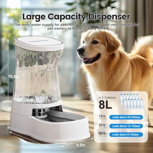 Automatic Dog Water Dispenser, Stainless Steel Bowls Feeder, 100% BPA-Free