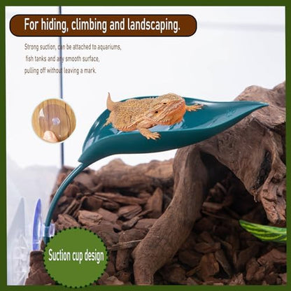 3pcs Crested Gecko Hide，Wall Climbing Gecko Toy，Reptile Leaf，Crested Gecko Tank Accessories，Turtle Tank Decorations，Tree Frog Terrarium Accessories (Grass Green)