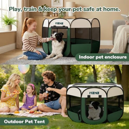 Dog Cat Small Animal Puppy Playpen Crate, Large, Dark Green