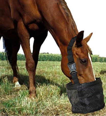 Prairie Horse Supply Feed Bag for Horses, Heavy Duty Durable Canvas Grain Feedbag, Small Medium or Large