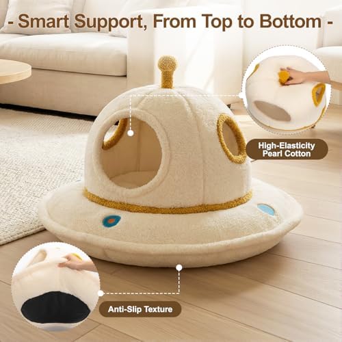 Cat House for Indoor Cats - 2 in 1 UFO Large Cat Bed Cave