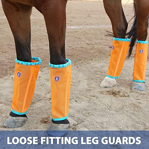Fine Mesh Fly Boots Loose Fitting & Non-Slip Horse Fly Leggings Fleece Air Flow (Set of 4)
