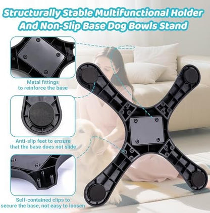 Elevated Adjustable Dog Bowl Feeding Stand, 3 Heights and Tiled Ajudst, Compatible with Moost Feeding Bowls, Great for Medium Large Dogs(Stainless Bowl 1 Pack Updated)