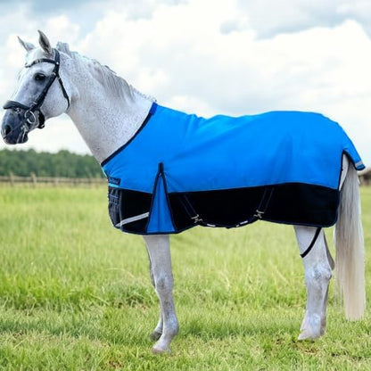 1200D Horse Blanket,Turnout Rain Sheet(No Fill),Blue/Black 78''