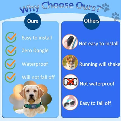 Waterproof Airtag Dog Collar Holder, Full Covered Silicone Case, Navy Blue