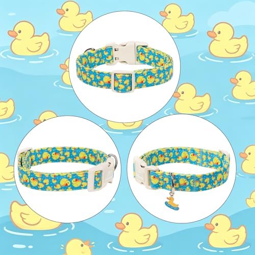 Cute Dog Collar Rubber Duck Girl Boy Dog Collars for Puppy Small Dogs - Lightweight Adjustable Male Female Summer Puppy Everyday Collar with Safety Buckle XS