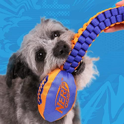 Nerf Dog Vortex Chain Tug Dog Toy with Squeaker Football Head, Lightweight, Durable, Water Resistant, 30 Inches, For Medium to Extra-Large Breeds, Single Unit (3474)