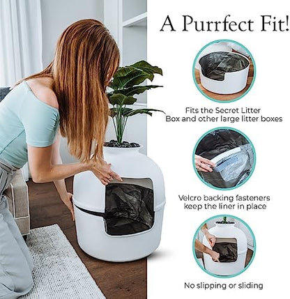 Reusable Litter Box Liners by Bundle & Bliss, 3-Pack - Easy to Clean, Non-Slip Litter Liners For Secret Litter Box - Durable Design, Waterproof, Scoop & Scratch-Resistant, Leak Proof, Machine-Washable